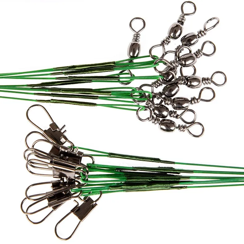 30pcs/lot Steel Lure Wire Leader With Swivel Fishing Accessory ...