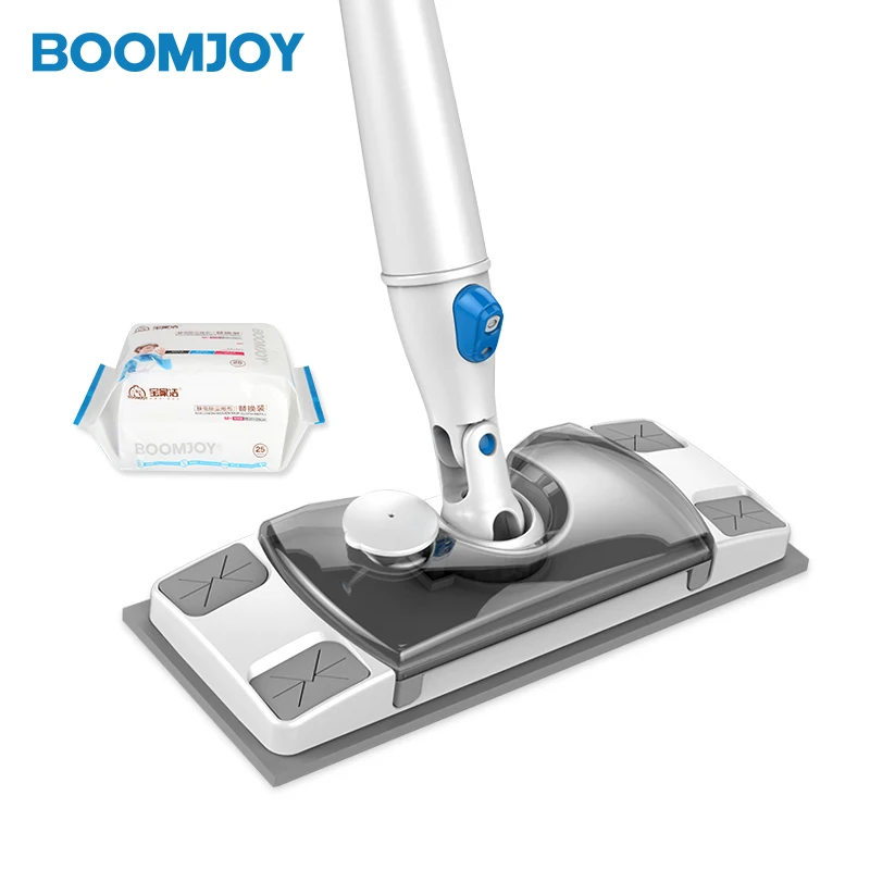 

BOOMJOY 1 Mop, 25 Dry Cloths, Cleaning Aurora Water Spray Mop for Home and Floors Disposable Non-woven Tissue Refil Spray Mop, White, blue, coffee