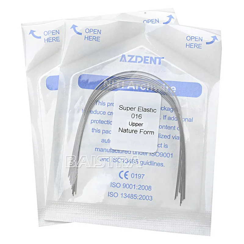 Fils De Arc Orthodontique Super Élastique Niti AZDENT - 20 Paquets - Forme Ronde