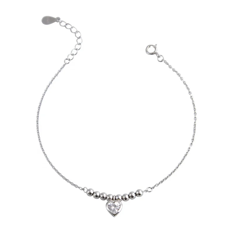 

Beaded love zircon bracelet female s925 sterling silver simple small jewelry handmade birthday gift, Picture