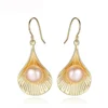 CZCITY Lovely Freshwater Pearl Shell Drop Earring for Women S925 Silver Anniversary Jewelry Earring