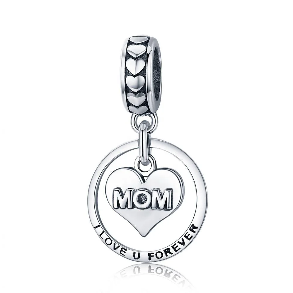 

Qings 925 Sterling Silver Mum Charms I Love You Forever Heart Charm Bead Pendant