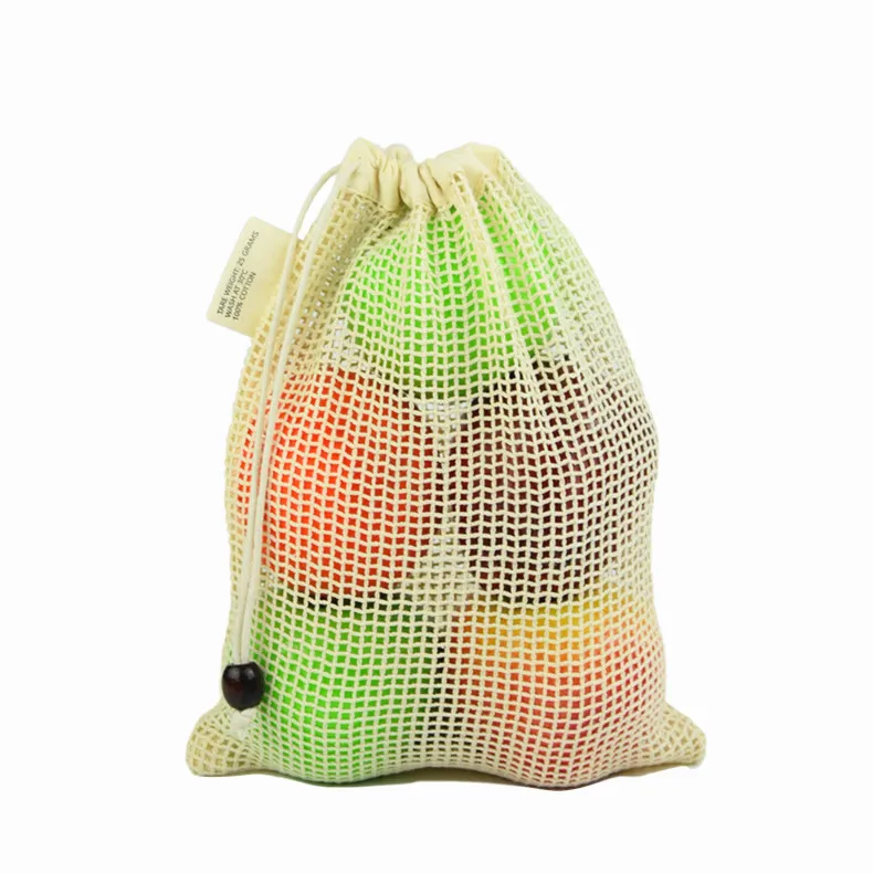 

wholesale produce small net cotton drawstring custom mesh bags, Customized color