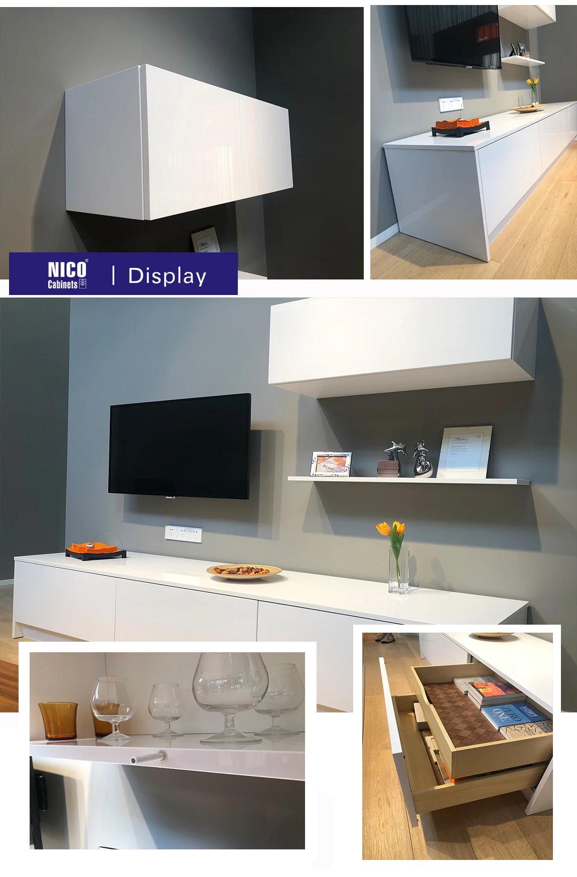 Modern Design Living Room Tv Stand Furniture Flat Tv Wall