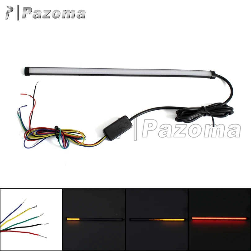 PAZOMA PVC DC12V~24V Sequential Turn Signal Switchback Flowing LED Lamp Strips Tubes for Motorcycles ATVs Scooters
