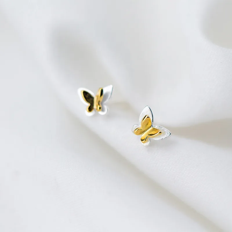 

Wholesale 925 Sterling Silver Gold Butterfly Stud Earrings For Women Gifts Jewelry