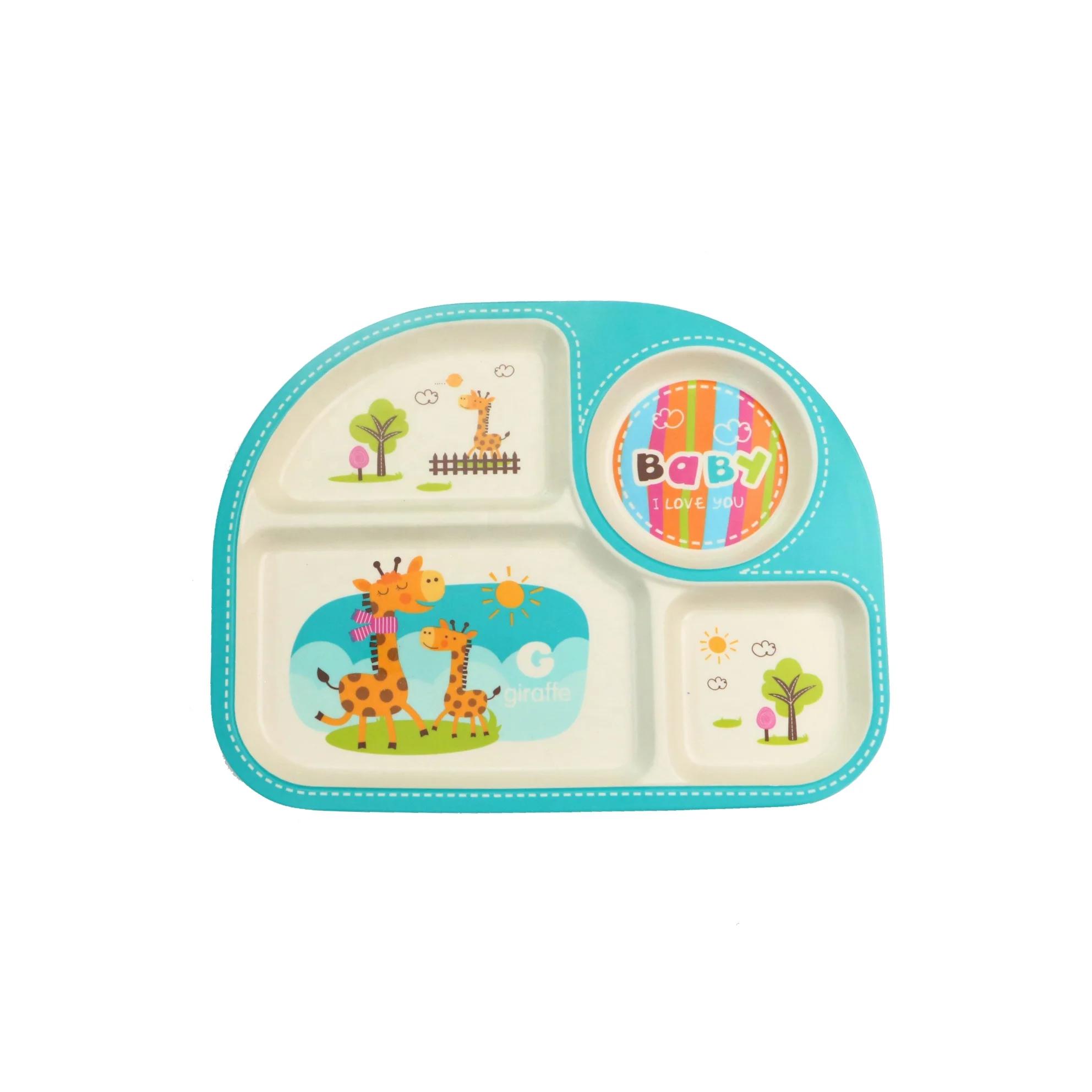 

Bamboo Fiber Children Suction Dish Plate Melamine Baby Food Tray Kids Divided Dinner Plate D7061