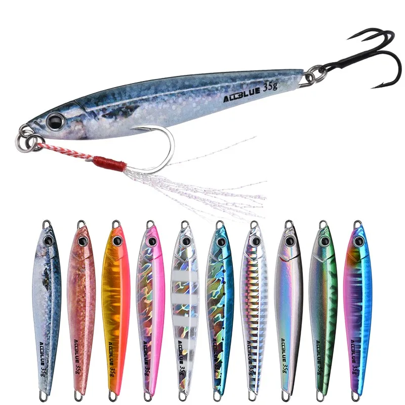 

ALLBLUE 35g SARDINE Hot Stamping Shore Fishing Metal Jig Lures For Fishing, 10 colors