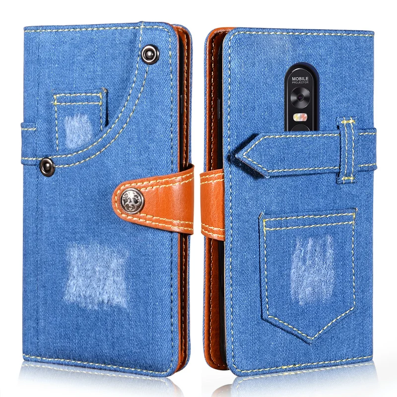 Creative Fashion cowboy Leather Phone Case for Blackview Max 1 Denim Wallet  Photo Frame Flip Stands for Blackview Phone Cover