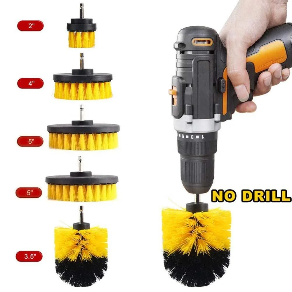 

4 Pcs 2''/3.5''/4''/5" Inch Electric Scrubbing Bathroom Revolver Drill Brush, Yellow/red/green/blue/orange/black/white or customized