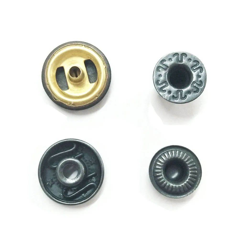 15mm Black Customer Concave Word Rubber Painted Coated Snap Button ...