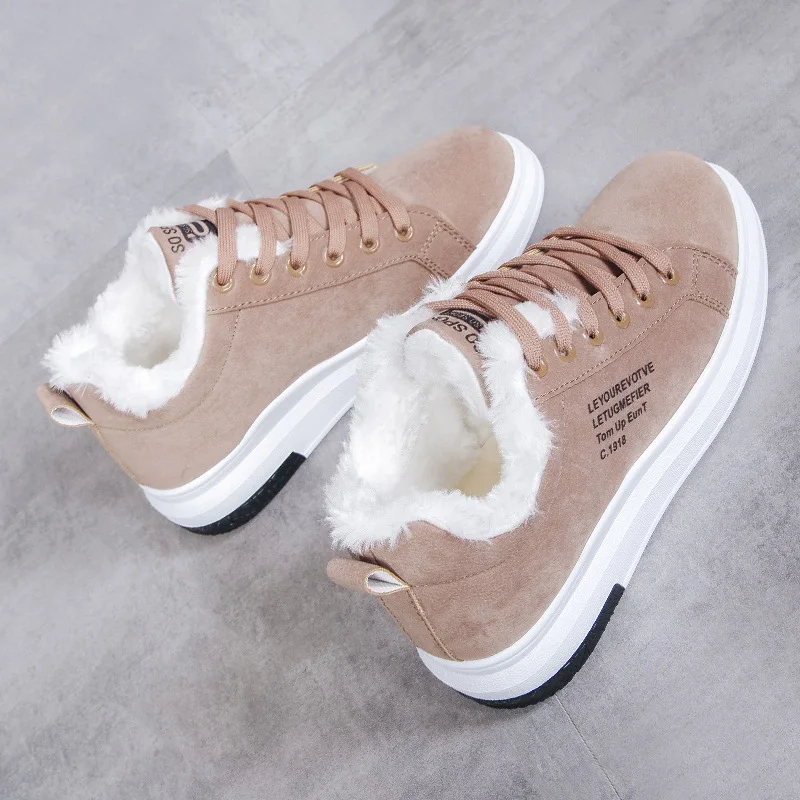 
High top lace up style woman flat winter shoes winter outdoor sneakers wholesale 