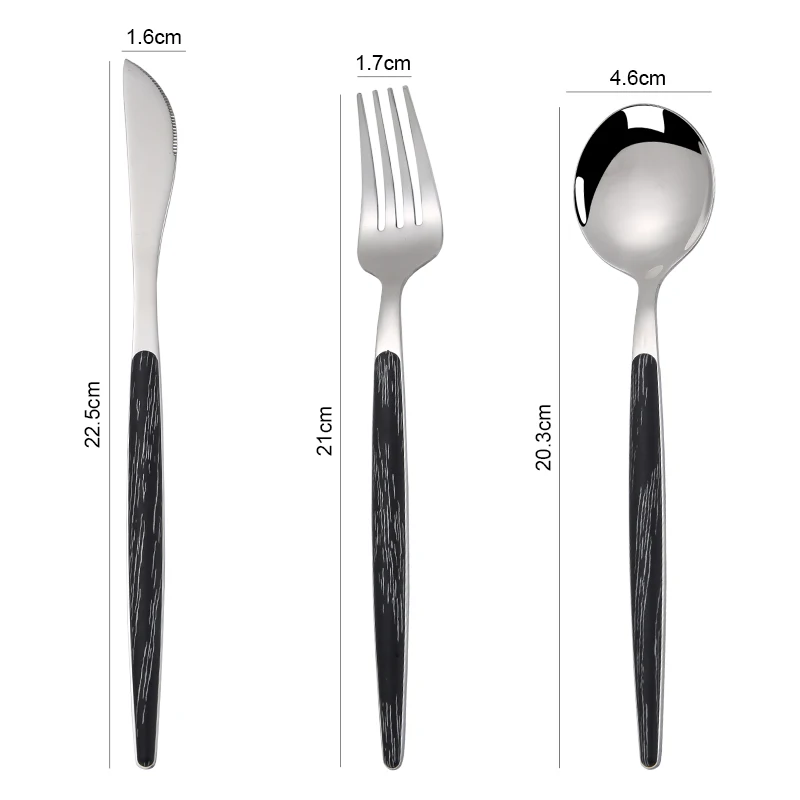 

Hot Sale Eco-Friendly Silver cutlery with Wood Handle Reusable Stainless Steel Cutlery Set