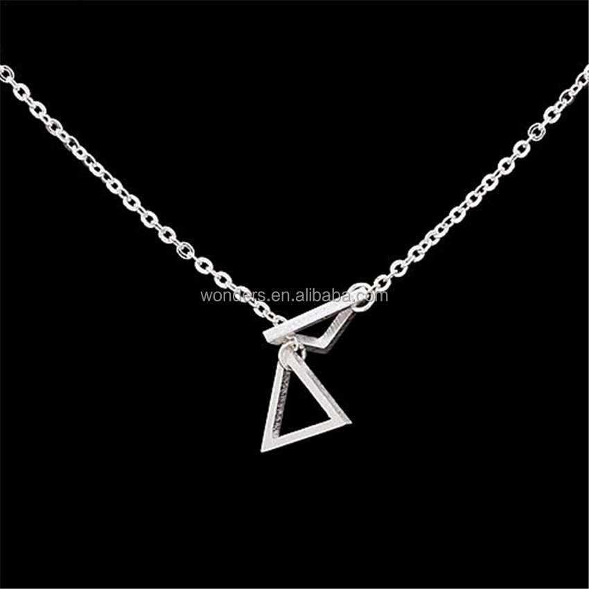 

Yiwu Jewelry Factory Price Dainty Vintage Double Triangle Bib Geometric Necklace 304 Stainless Steel jewelry