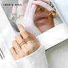 18k gold wide silver band adjust finger rings