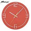 12 Inch Factory Direct Orange Wood Plain Round Wooden Plain Clock Silent Wall Clock
