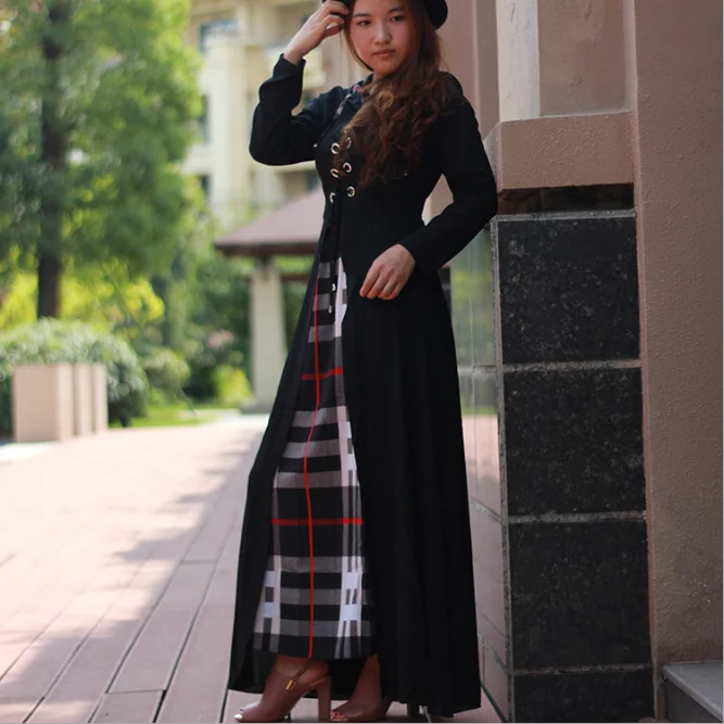 

2017 Fashion Muslim Women dress Online Wholesale, Black;navy;dark red