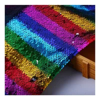 

China manufacturer wholesale reversible style rainbow sequin fabric 5mm embroidery