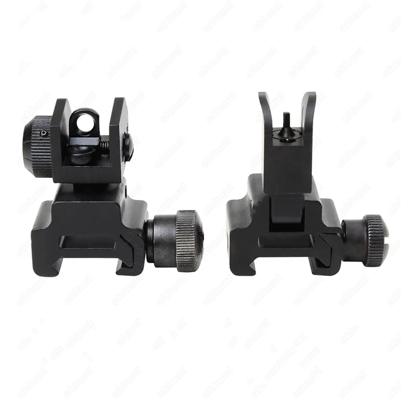 

AR 15 Flip Up Front Rear Sight Rapid Transition with Windage Adjustment Dual Aiming Apertures Quick Detachable Model