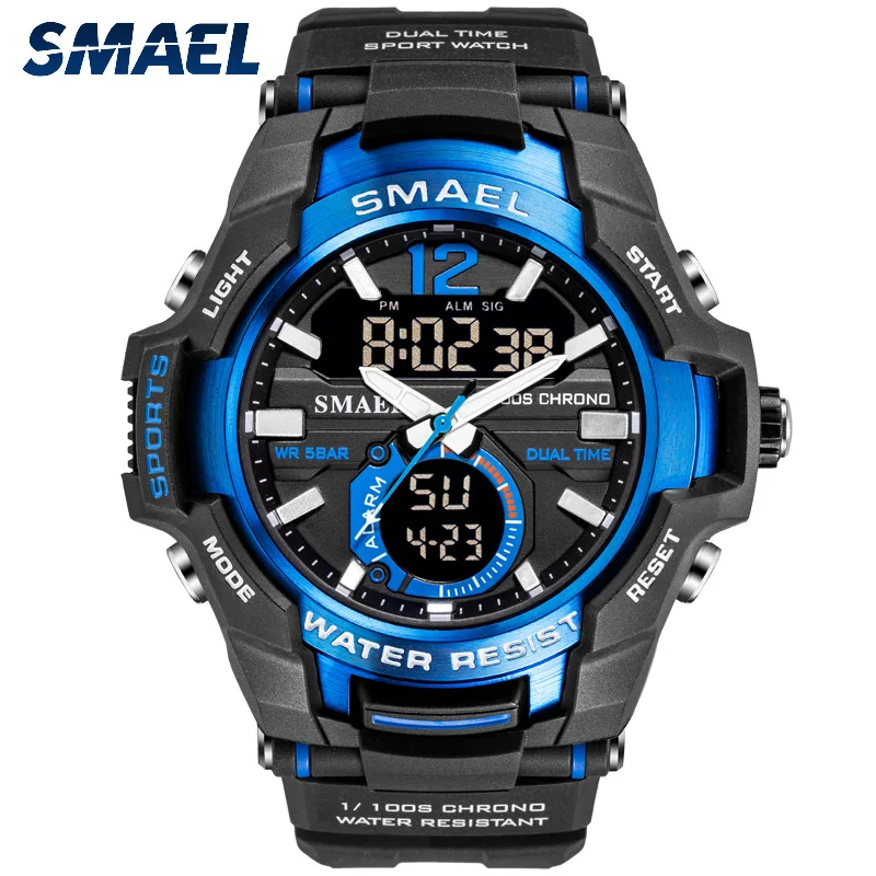 

2019 new Smael 1805 sport men wrist 5ATM waterproof watch, 9colors