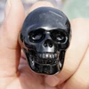 Hot Sale Natural Rock Black Obsidian Stone Crystal Carved Skull Ring for Sale