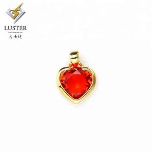 Womens jewellery Gold plated crystal cubic zirconia heart shape copper Solitaire pendant, ample supply and prompt delivery