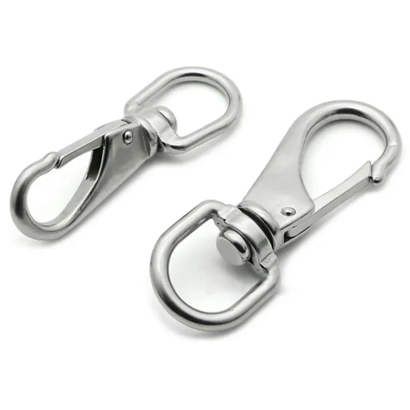 
Silver Swivel Eye Spring Snap Hook Quick Chain Fastener Hook Carabiner Multi Purpose 
