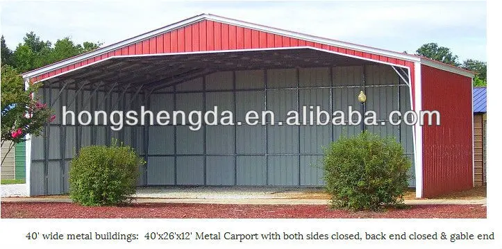 40 Wide Metal Buildings 40 26 12 Metal Carport Wih Both Sides