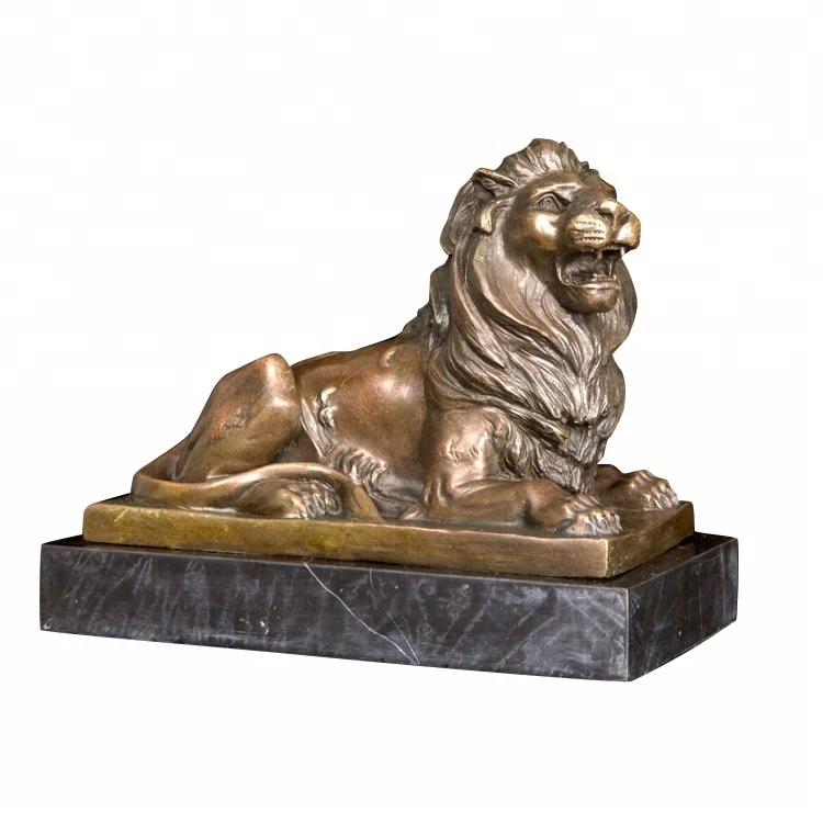 

DW-144S Animal Lion Bronze Art Decor Bronze Roaring Lion Lying Statue Sculpture Small Size Lion Figurines For Office Decoration