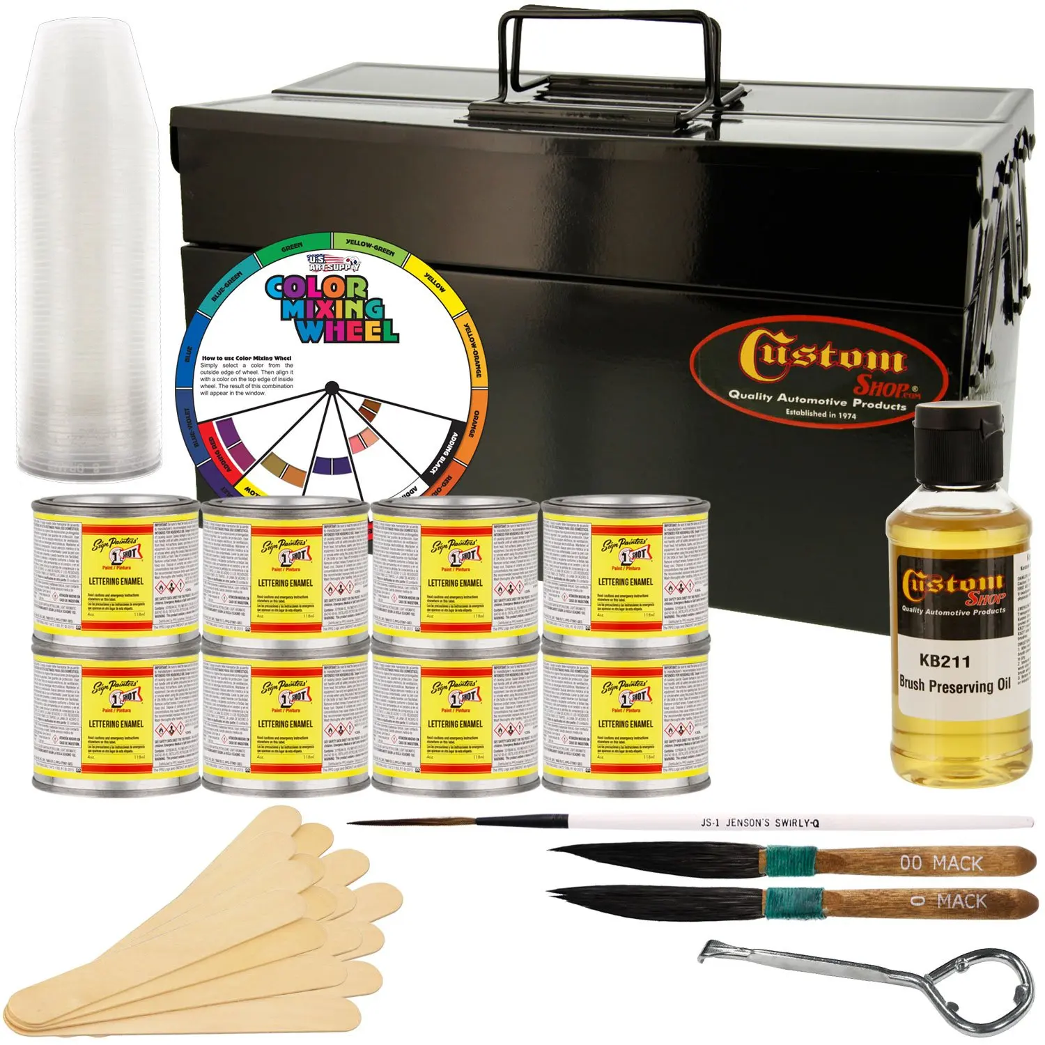 One Shot Automotive Complete Striper Pinstriping Starter Kit - 8 Colors