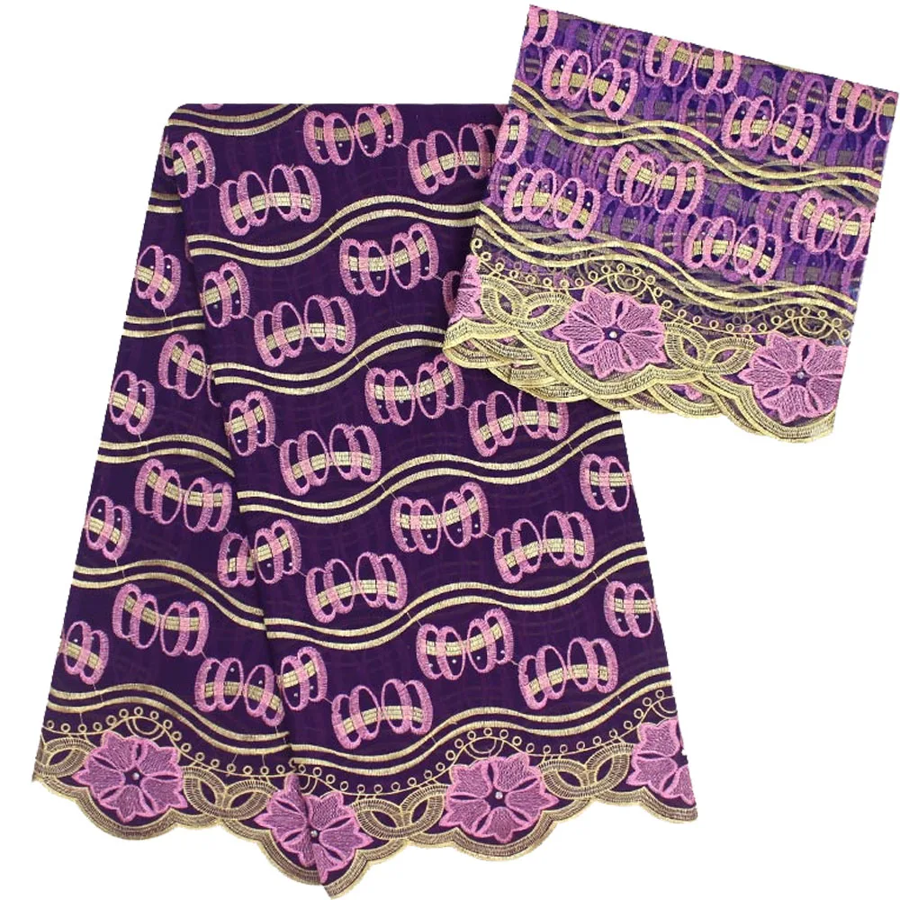 

Beautifical African purple swiss voile lace embroidery cotton fabric 5+2 yards AR93, Can be customized