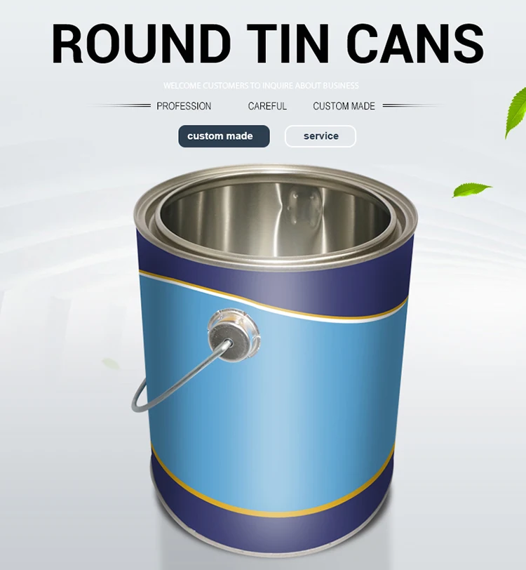 1/2 Gallon Bucket 2l/2.5l/2.8l Gland Tinplate Food Grade Tin Can Round Empty Metal Cans For