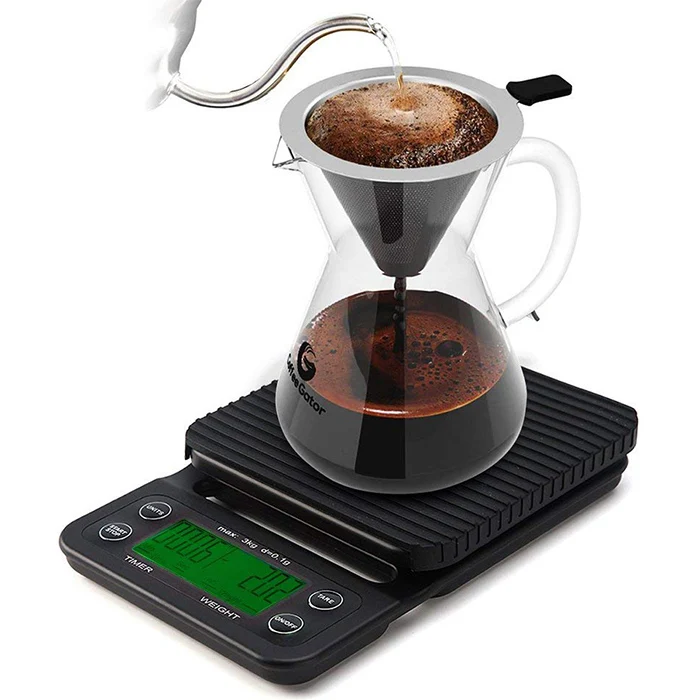 

J&R Portable 5kg 3kg 0.1g Drip Coffee Electronic Digital Kitchen Scale With Timer, Black