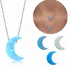 Popular Simple Design Necklace For Girls Silver 925 Moon Necklace Opal
