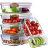 microwave lunch box air tight lid 1 liter clear borosilicate storage food glass container with divider