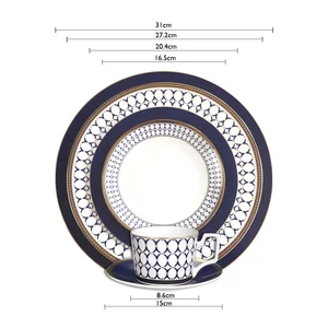 Image of New Design Ceramic Dinner Set, Home or Hotel Bone China Dishes Plates