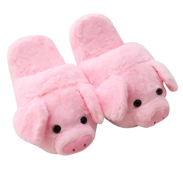 

custom made plush toy manufacturer direct rabbit fur indoor animal pink plush pig slippers, Customers colour