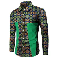 

Plus Size New Summer African Shirt for Men Dashiki Long Sleeve African Clothes Patchwork Casual Style Men Shirt BRW WYN350