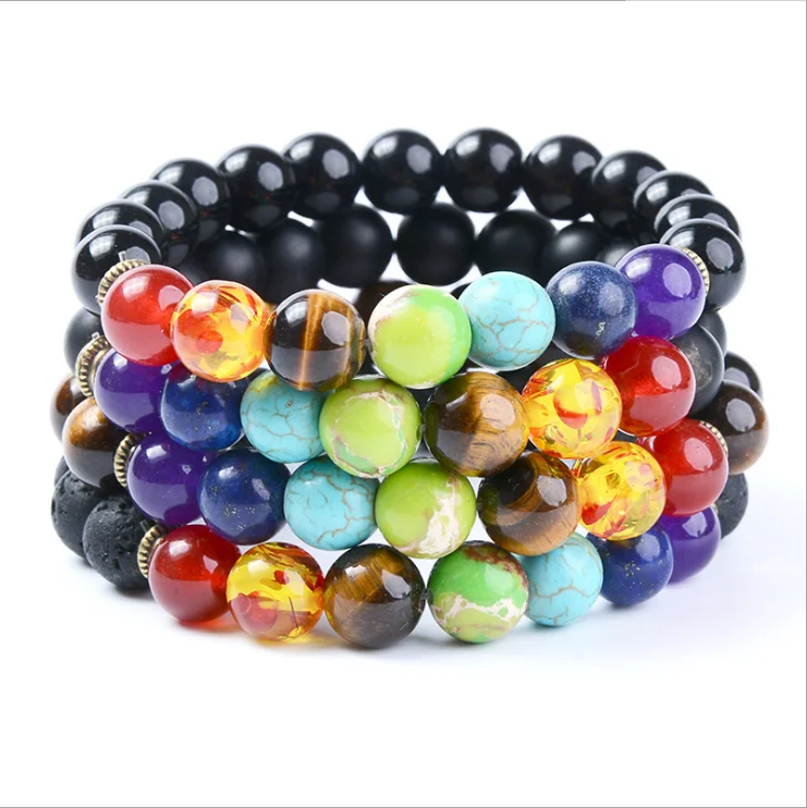 

8mm Lava Stone Bracelet 7 Chakra Diffuser Natural Stone Bracelet Men