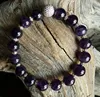 BM21614 Fashion Jewelry Bracelets Amethyst Beads Bangles With Pave Rhinestone Ball Connector