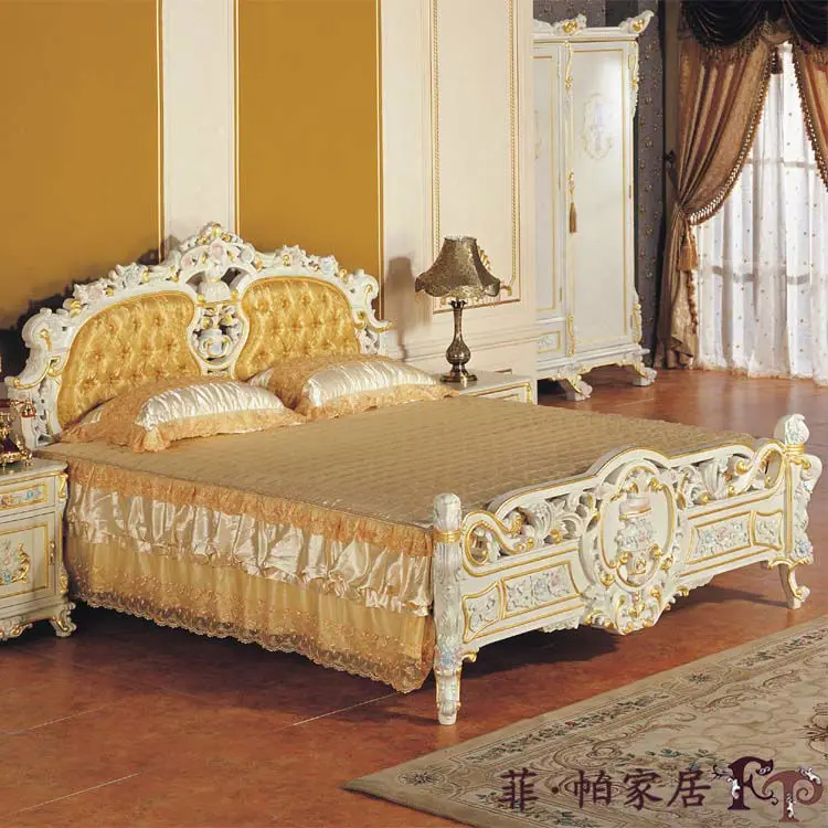 Royal muebles de estilo antiguo-cama mueble clásico francés-Camas