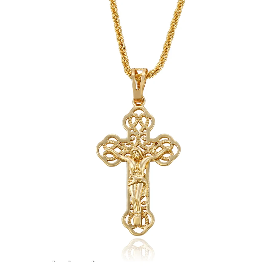 32546-new york costume jewelry 18k dubai gold cross pendant