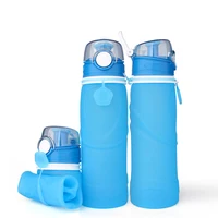 

Custom Logo Portable Leak-proof Travel Silicone Collapsible Drinking 550ml Silicone Foldable Water Bottle