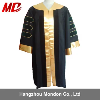 College With Gold Panel African Trim Black Academic Dress 