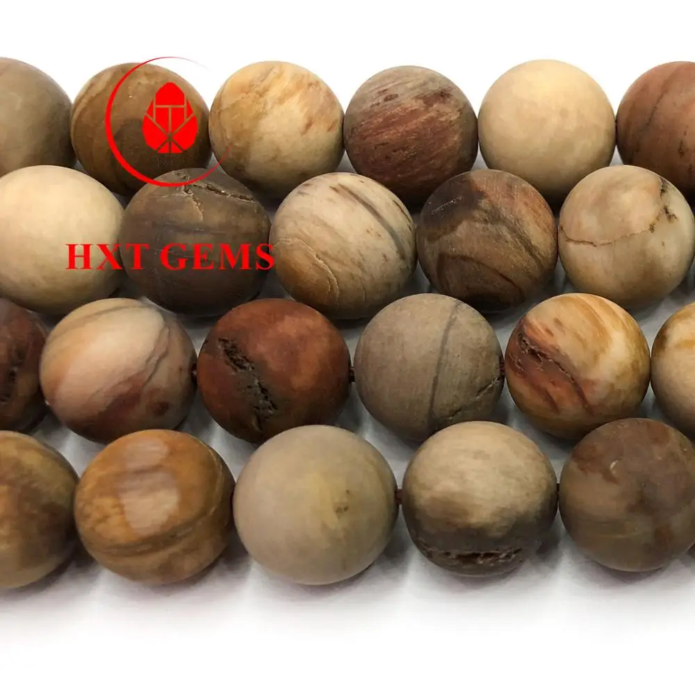 

Natural Wood Opalite Round Matte Beads Wholesale Frosted Round Beads, Tan