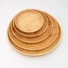 Different sizes round shape bamboo flat food or fruits dish plates with customized brand