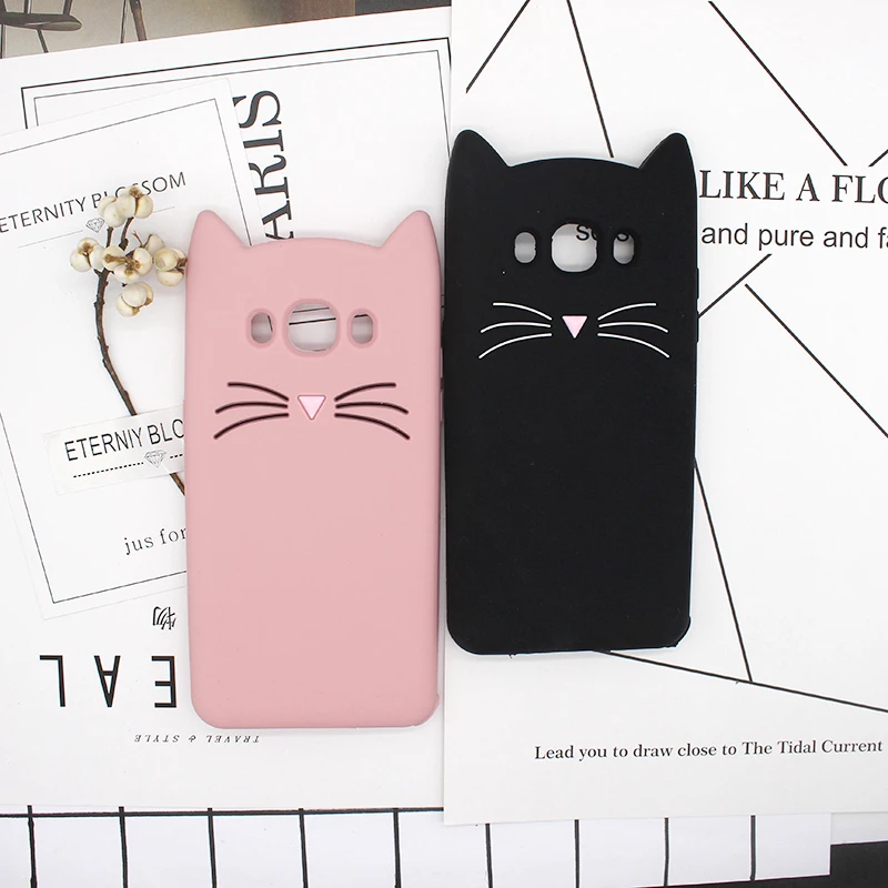 

For Samsung Galaxy J8 Case Silicon Cover 3D Cute Animal Beard Cat Slim Cases For J4 J7 prime J5 y7 2019 2017 Case Coque