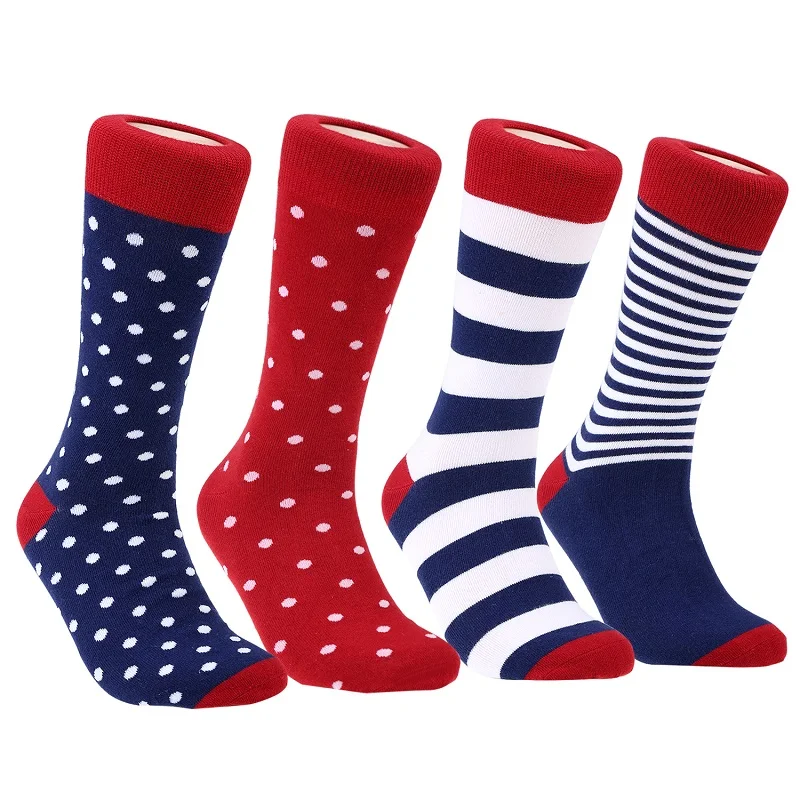 

High Quality OEM Custom Logo Colorful Combed Cotton Dress Socks Happy Socks Men, Image