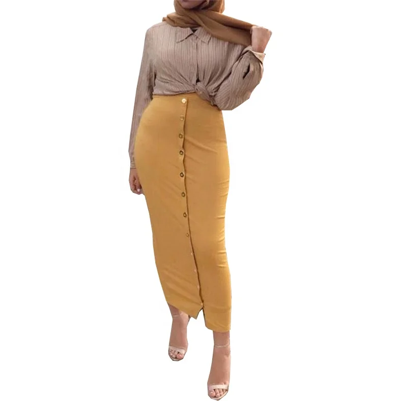 

Wholesale good quality pencil skirts cotton long skirts for women, Dark green,wine red,black,navy,brown,yellow