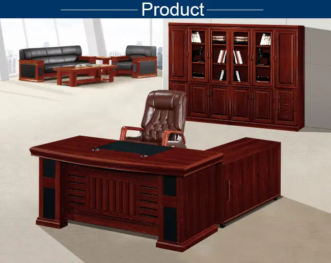 Classic wood boss modern director office table design HDF board office furniture modern with side cabinet with drawer l shaped office desk